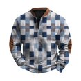 thumbnail image 2 of Men's Retro Plaid Print Zip Up Sweatshirt, Casual Long Sleeve Cardigan Style Fleece Jacket, Vintage Streetwear for Christmas, Fall Winter, Daily Layering Piece,Blue,3XL, 2 of 6