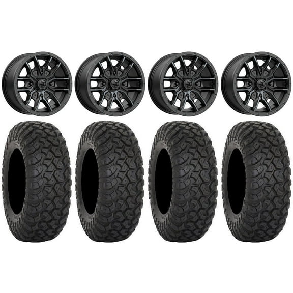 MSA Fang 15" Wheels Black 35" RT320 Tires Can-Am Maverick X3 / Honda Pioneer 1000 / Talon