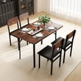 thumbnail image 2 of Gymax 5-Piece Dining Set for 4 47'' Round Kitchen Table 4 Stools w/ Wooden Tabletop, 2 of 10