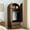 Rattan-Brown, variant on PHOYAL Modern 31.49" Arch Armoire Wardrobe with 2 Rattan Doors, Freestanding Closet Cabinet with 2 Drawers and Hanging Rail for Bedroom, Black