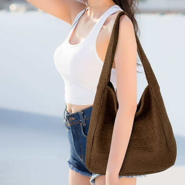 Lazy Woolen Shoulder Bag Women's Versatile Armpit Casual Tote Bag Commuting Large Capacity Crossbody Bag
