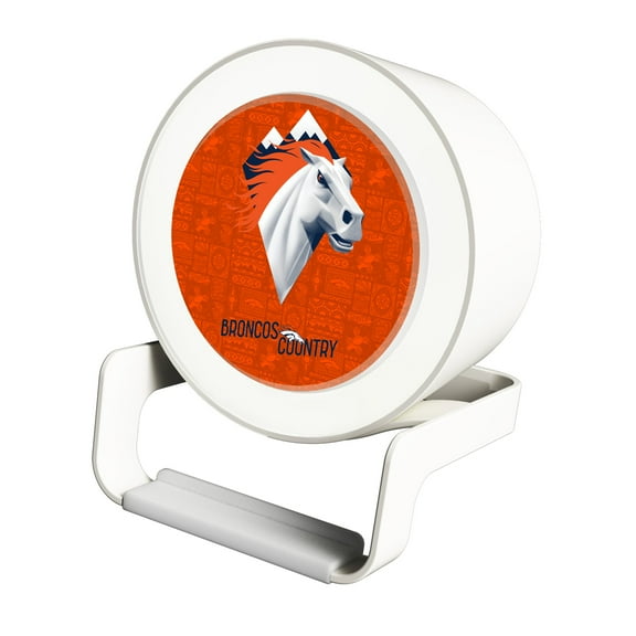 Keyscaper White Denver Broncos Night Light Charger with Bluetooth Speaker