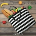 thumbnail image 6 of Defioc Black And White Stripes Pattern Tote Bag for Women,Large Capacity Tote Bag with Zipper Casual Shoulder Handbags Shopping Bag, 6 of 8