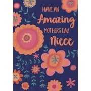 Designer Greetings Red and Orange Drawn Flowers: Niece Mother's Day Card