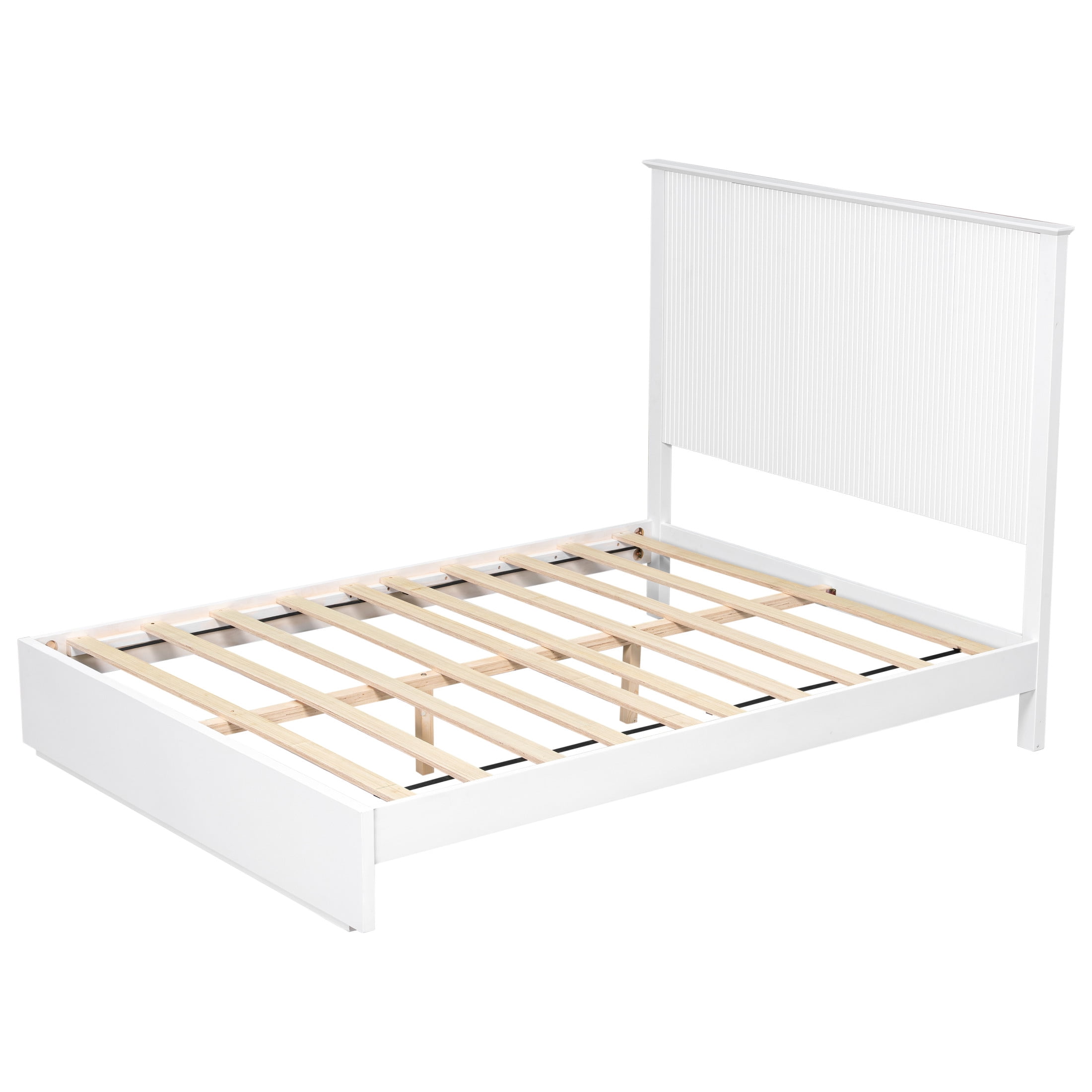 Christopher Knight Home Contemporary Queen Size Solid Wood Platform Bed Frame, Slat Support, White