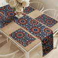 thumbnail image 2 of Ambesonne Orange Mandala Table Runner & Placemats, Geometrical Folk Art, Placemat 4 pcs + Runner 16"x90", Indigo Burgundy and Aqua, 2 of 2
