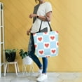thumbnail image 4 of FORMRS Womens Canvas Tote Bag with Zipper Inner Pocket Shoulder Handbag, Light Blue Checkered Heart, 4 of 7