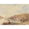 thumbnail image 2 of Charles Bentley 14x11 Black Ornate Wood Framed Double Matted Museum Art Print Titled: Whitby (1833), 2 of 5