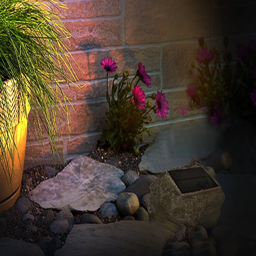 Deck Impressions Solar Sandstone White Rock Spot Light, 3-Pack