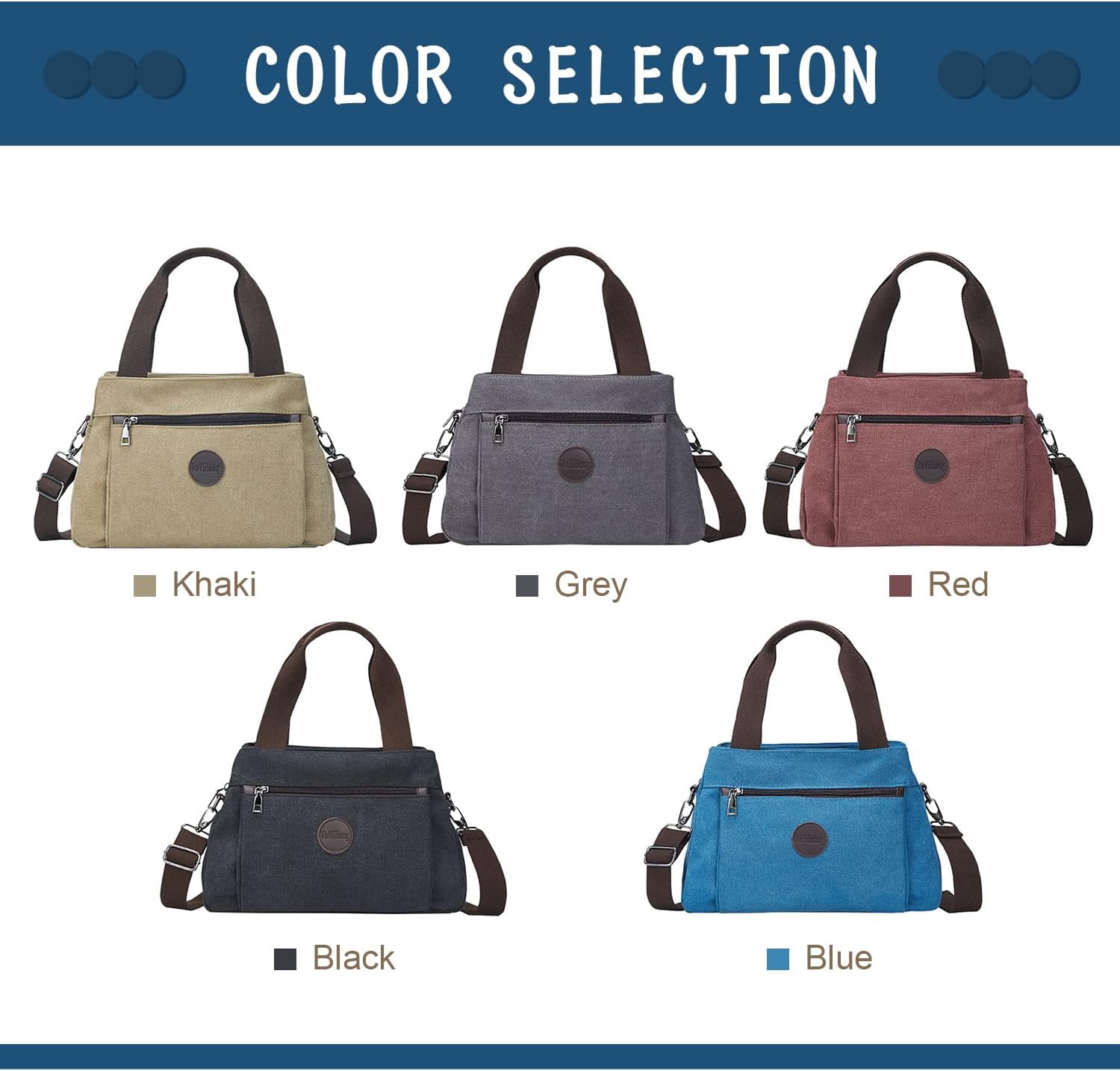 Women's Vintage Canvas Hobo Handbags Work Shoulder Crossbody Bag Tote Purses Multi-pocket Handbags