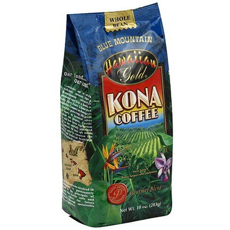 Hawaiian Gold Kona Blue Mountain  Coffee Beans, 10 oz (Pack of