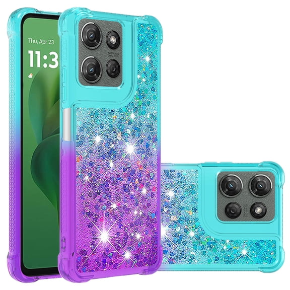 Phone Case for Motorola Moto G 5G 2025 / Moto G 5G 2026 / Moto G Play 5G 2026 Cover Sparkle Glitter Liquid Quicksand Shockproof Soft Silicone TPU Protective Case, Blue-purple