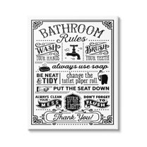 Stupell Industries Vintage Style Bathroom Rules Diagram List Border Graphic Art Gallery Wrapped Canvas Print Wall Art, Design by Lettered and Lined