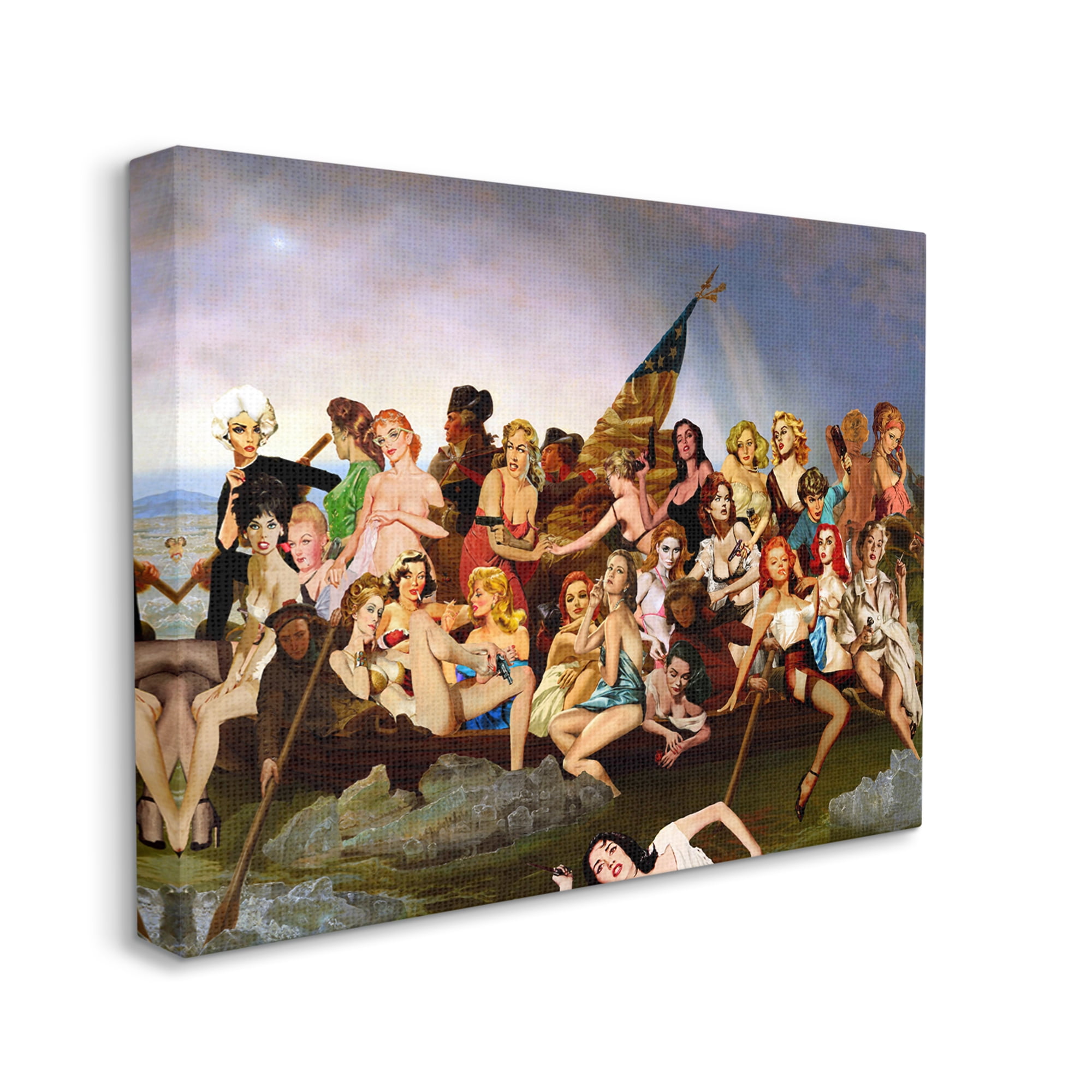 Stupell Industries Classic People Collage Novelty Painting Gallery Wrapped Canvas Art Print Wall Art, 48 x 36