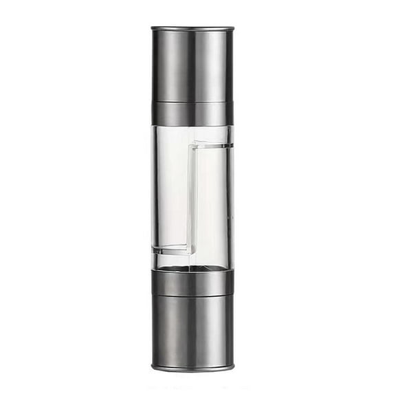 Dual-End Salt and Pepper Grinder Set New Upgrade 2-in-1 Manual Spice Mill with Adjustable Ceramic Blades, Stainless Steel Body for Sea Salt, Black & White Pepper
