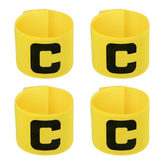Unique Bargains Soccer Captain Armband Nylon Elastic Protective Arm Badge 4 Pack Yellow