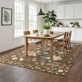 thumbnail image 2 of Takywep 8x10ft Brown Area Rug, Boho Floral, Washable, Non-Slip, Ultra Soft, Stain Resistant, Foldable, Pet Friendly, Low Pile, Botanical Accent Carpet for Living Room, Bedroom, Dining, 2 of 7