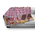 thumbnail image 3 of Sweets Soft Flannel Fleece Throw Blanket, Candy Cookie Sugar Lollipop Cake Ice Cream Girls Design, Cozy Plush for Indoor and Outdoor Use, 70" x 90", Brown Baby Pink, by Ambesonne, 3 of 6