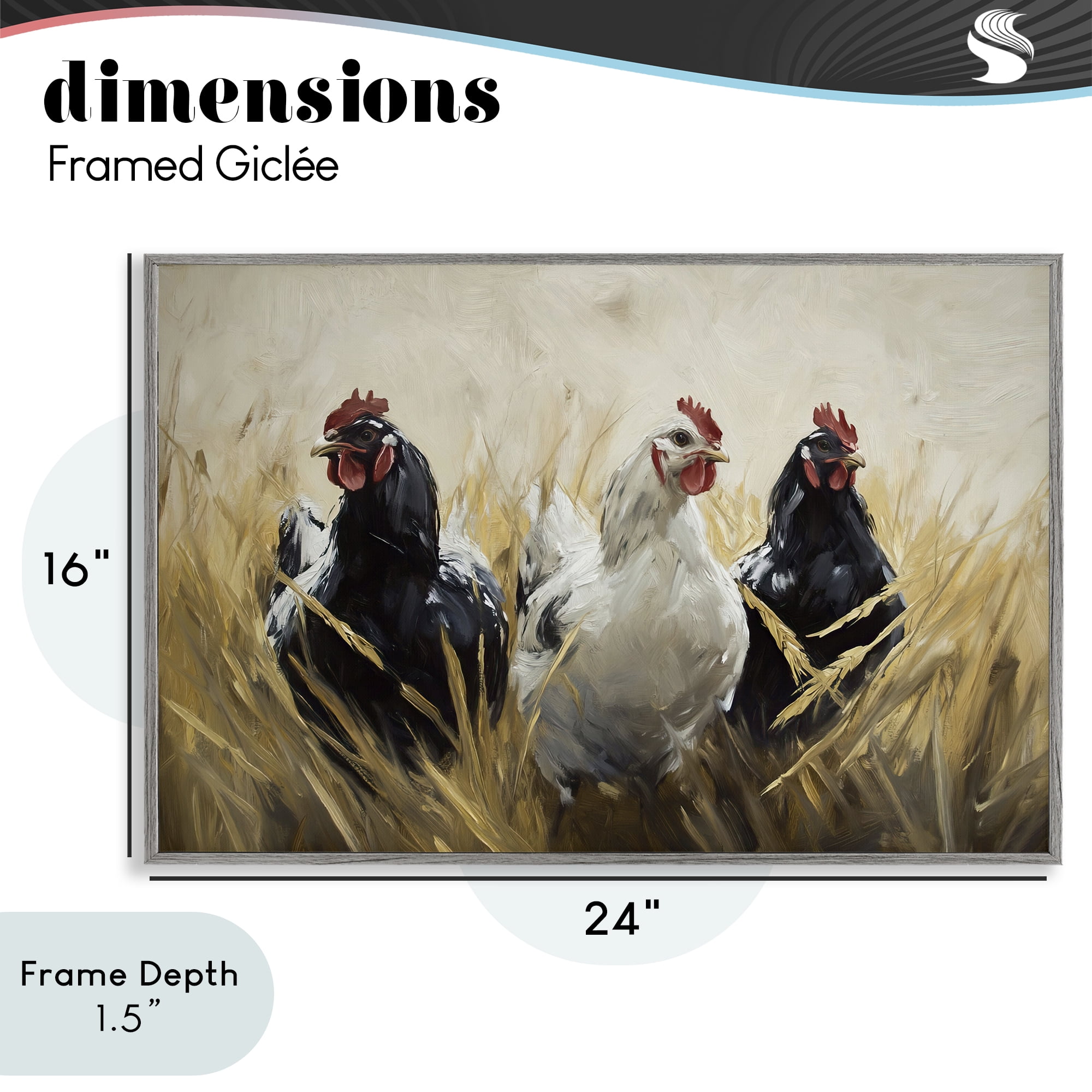 Stupell Industries Chickens In Wheat Field Gray Framed Giclee Art, design by Tina LeCour