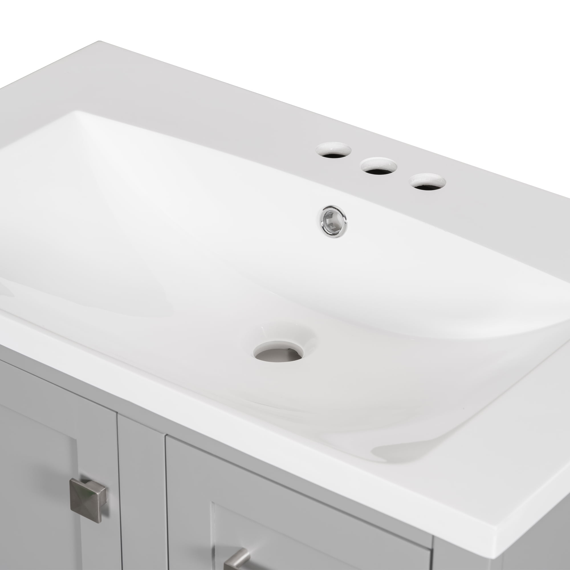 Royard Oaktree 30" Bathroom Vanity w/Resin Sink, Modern Bathroom Cabinet w/Soft Closing Door & 3 Drawers