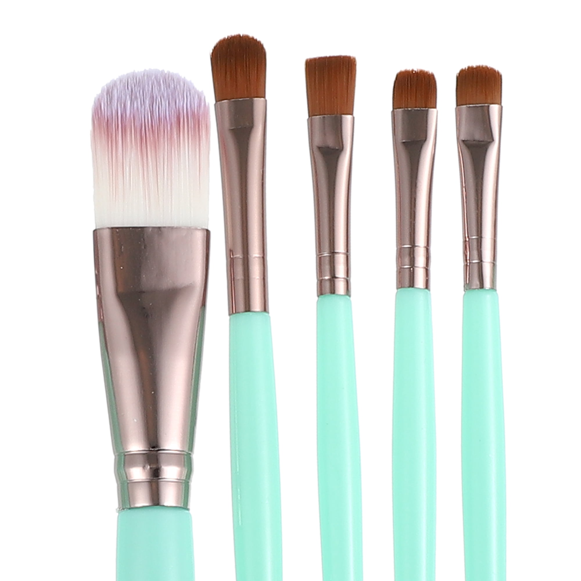 Unique Bargains 1 Set Travel Makeup Brush Set for Concealer Blush Green