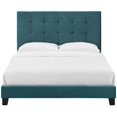 thumbnail image 5 of Contemporary Modern Urban Designer Bedroom King Size Platform Bed Frame, Velvet Fabric, Blue, 5 of 5