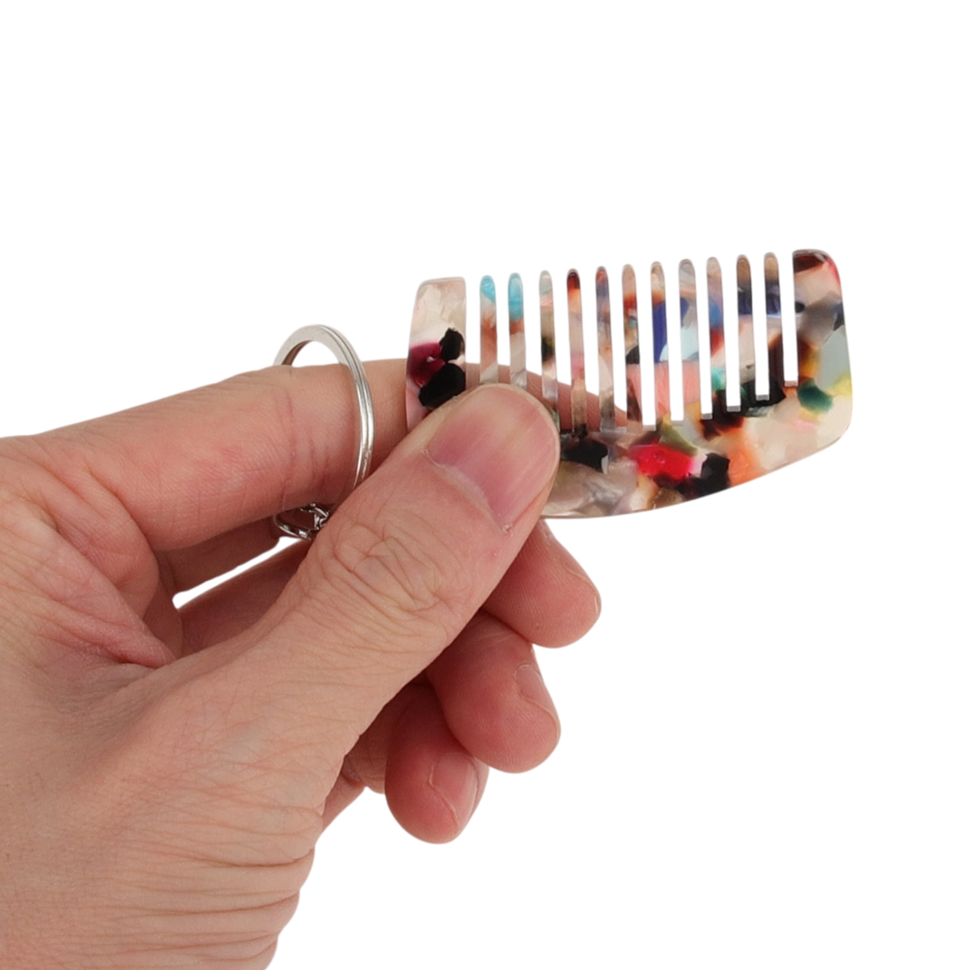 Unique Bargains 1 Pc Durable Mini Keychain Hair Comb for All Hair Types Styles Multicolor