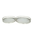 thumbnail image 6 of DecMode 16", 14"W Silver Stainless Steel Mirrored Tray with Circle Patterned Sides, 2-Pieces, 6 of 7