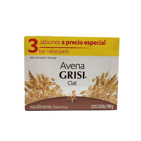Grisi Oat Balancing Bar Soap. Cleanses, Exfoliates and Moisturizes. 3.5 oz. 3 Soap Pack
