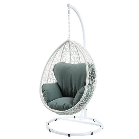 Afuera Living Patio Swing Chair in Green and White