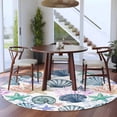thumbnail image 4 of 7ft Round Rug, Coastal Beach Non-Skid Rubber Backing Large Area Rugs - Living Room Bedroom Home Office, Watercolor Nautical Starfish Shell Indoor Floor Mat Carpets Washable Rug, 4 of 9
