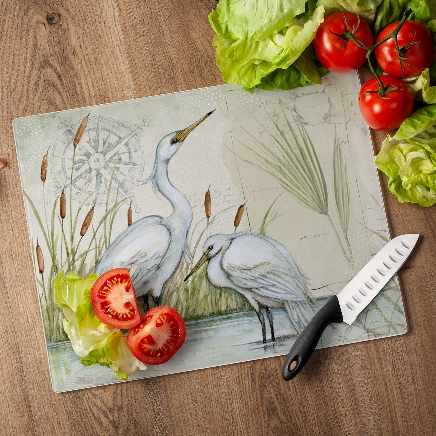CounterArt Caribbean Seas 3mm Tempered Glass Cutting Board 15" by 12"