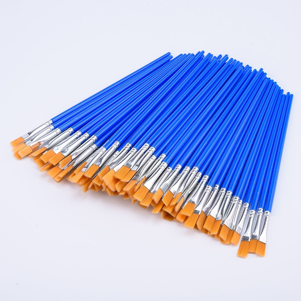 3 Set of 100 Pcs Flat Paint Brushes, Small Brush For Detail Painting