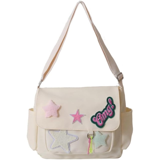 wefenad Bolso de hombro portátil con diseño de estrella de lona Laru-8