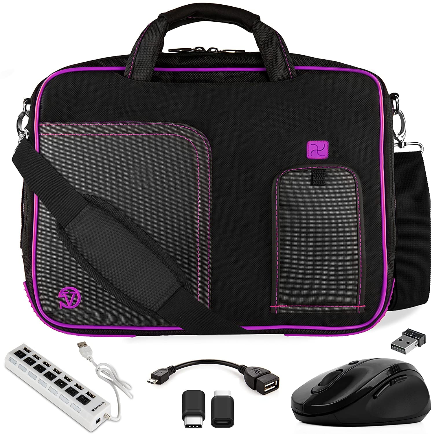Purple Anti-Theft Laptop Messenger Bag HDMI Cable for Apple MacBook Pro 15 inch USB Hub Mouse 