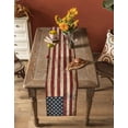 thumbnail image 4 of Retro American Flag Burlap Cotton Table Runner 13x60 Inches Long, Vintage Shabby US Flag Farmhouse Table Runners, Outdoor Dining Tablecloths Decor for Baby Shower/Party/Wedding, 4 of 6