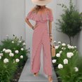 thumbnail image 2 of Lenpel Jumpsuits for Women Ruffle Short Sleeve Spaghetti Strap off Shoulder Striped Lounge Pants Wide Leg Rompers, 2 of 5