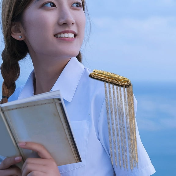 GETAJGHSD Beaded Shoulder Applique Tassel Epaulets Golden 1Set Business Meetings