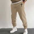 thumbnail image 2 of Awwp Mens Sweatpants, Thermal High Waisted Sweatpants Pattern Printed Gym Joggers Pants for Men Khaki XXL, 2 of 5