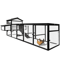 Gowoodhut 116"L Extra Large Chicken Coop 2 Story Wooden Poultry Cage with Run