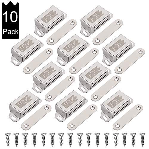 JQK Attrape Magnétique pour Porte d'Armoire, Attrapes de Placard en Acier Inoxydable Lot de 10 avec Magnétique Fort, Loquet de Meuble 20 lbs, CC101-P1
