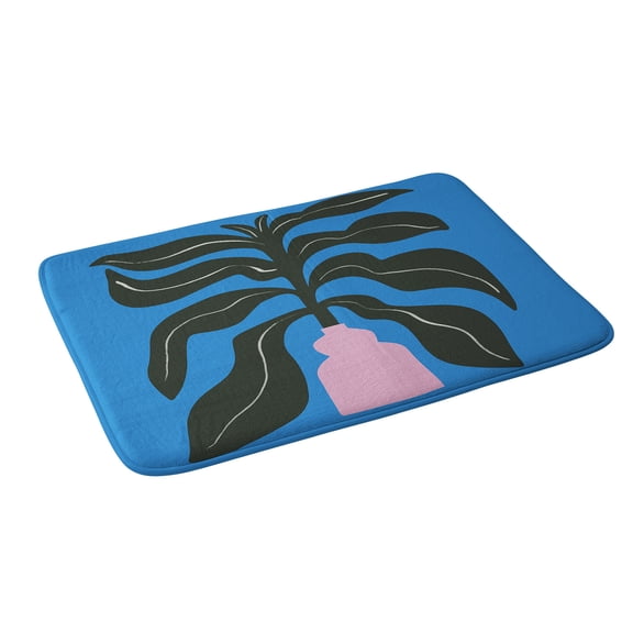 Society6 Marin Vaan Zaal Large Black Houseplant In Pink Bath Mat 34" x 21"