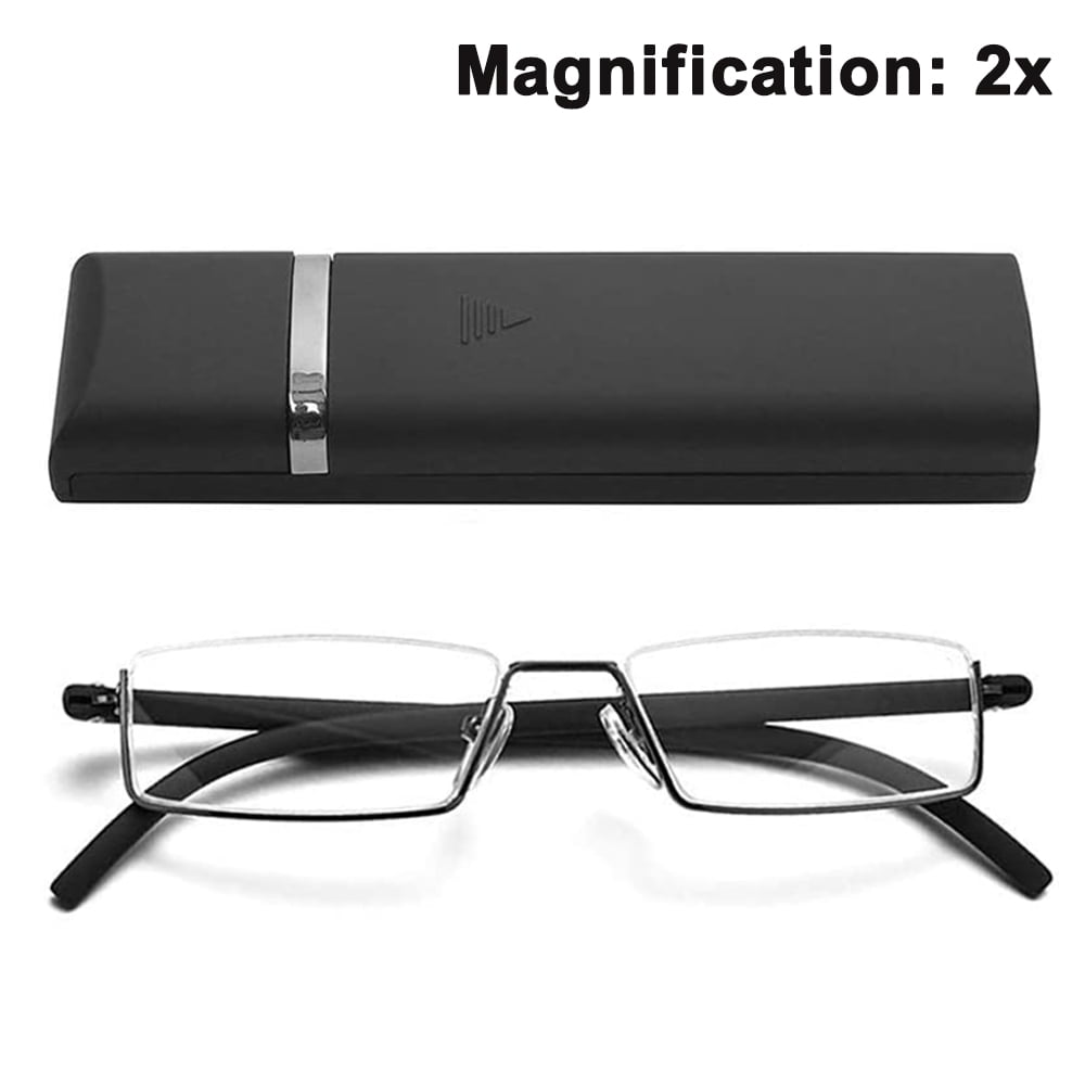 2 Pack Half Frame Reading Glasses for Men and Women Lightweight Computer Readers with Portable Case 2.00 