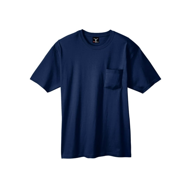 Hanes Beefy-T Men`s Pocket T-Shirt, S, Navy
