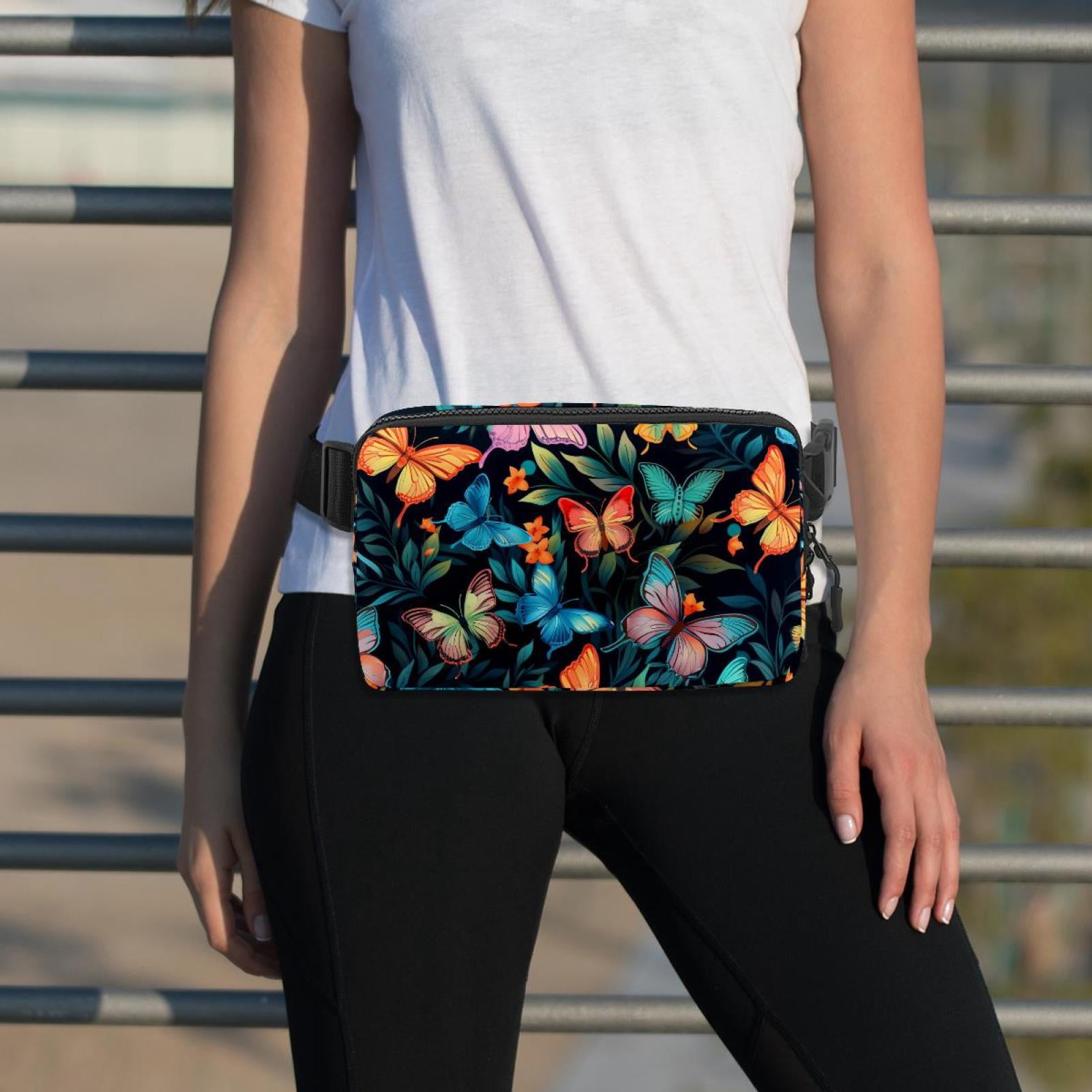 Butterfly Lightweight, Adjustable Fanny Pack with Extension Strap - Unisex Money Belt Waist Bags