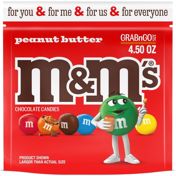 M&M's Peanut Butter Milk Chocolate Candy, Grab N Go - 4.5 oz Bag