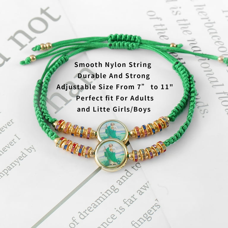 50PCS Green Saint Jude Charms Handmade Mexican Bracelets Religious