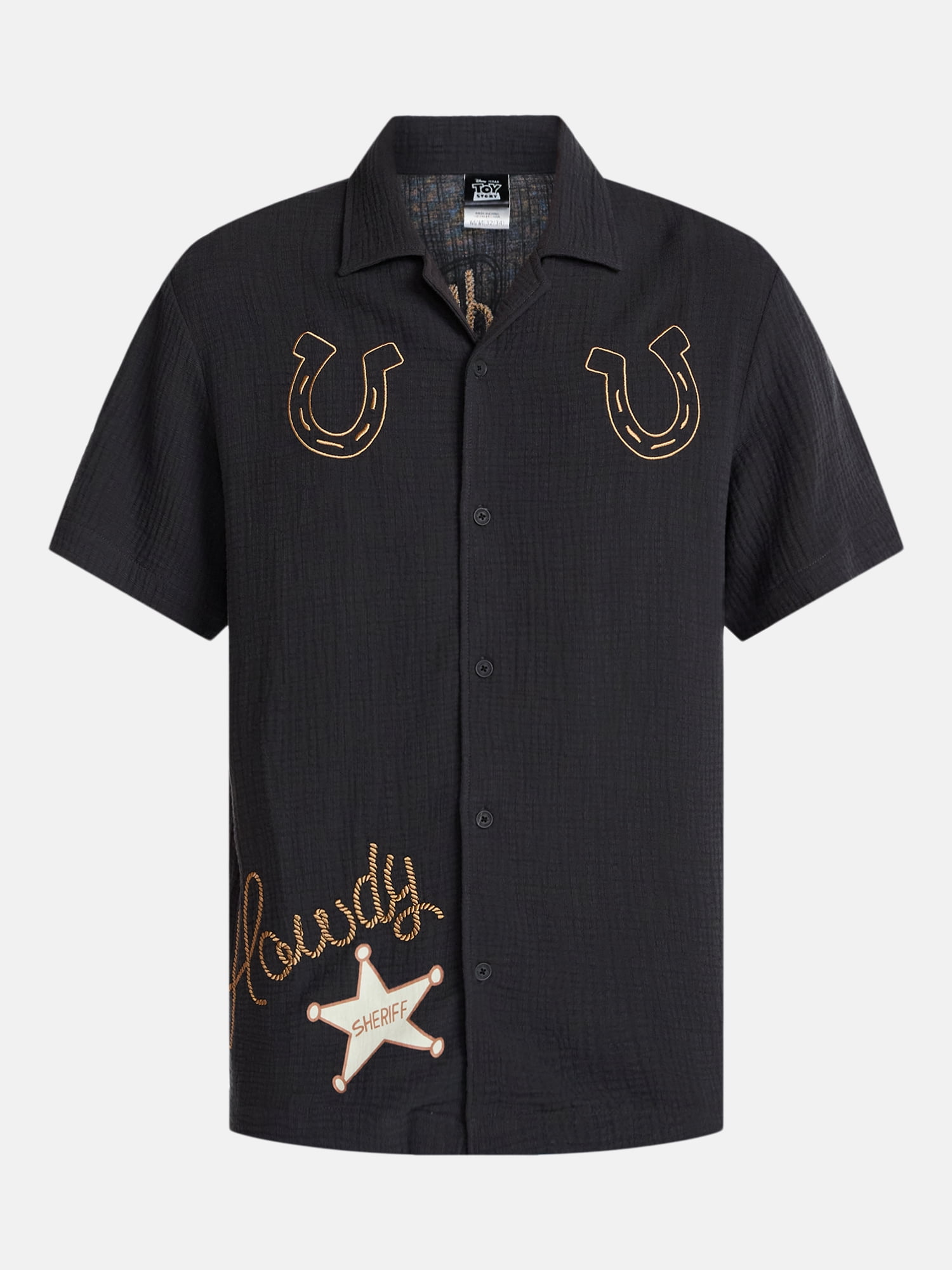 Disney Pixar Toy Story TS5 Men’s Woody and Bullseye Howdy Embroidered Button Up Shirt, Sizes S-3XL