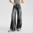 thumbnail image 5 of DBAIXID Women Jeans Petite Straight Leg Plus Size Tall Elastic Waist Jeans for Women Stretch Loose Retro Stretch Rips Boyfriend Denim Sweatpants with Pockets Gray S, 5 of 6