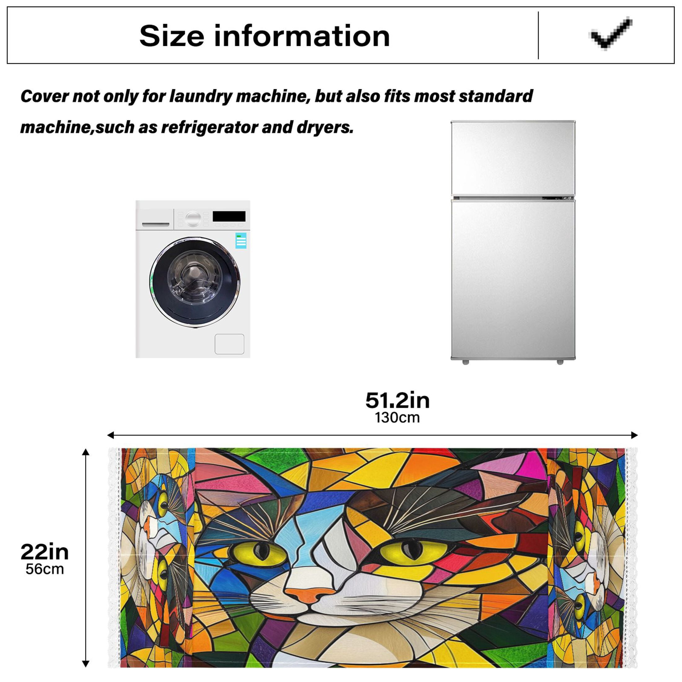WOBOGO Stained Glass Civet Washing Machine Cloth Dryer Refrigerator Top Cover Protective Non-Slip Mat For Kitchen Laundry